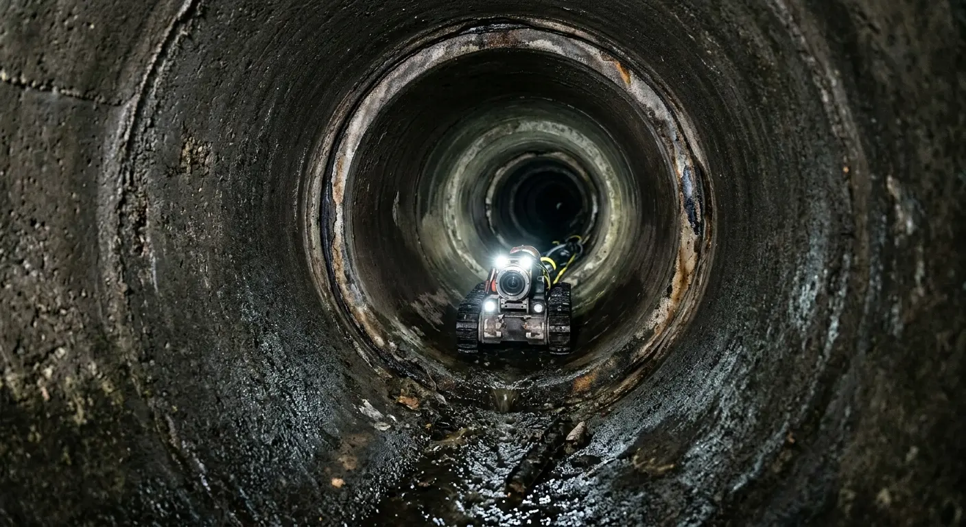Robotic sewer camera inspecting pipe interior for Sewer Line Cleaning in Munhall